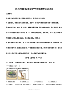 2026年四川省眉山市中考道德与法治真题（人教版）
