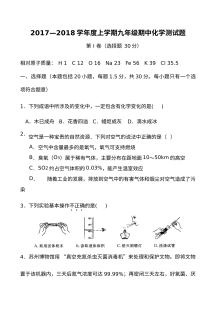 2017年鲁教版九年级化学上学期期中考试试题