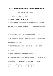 2023年苏教版小学六年级下册数学期末复习综合测试卷