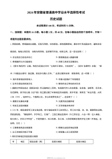 2024年安徽省高考历史真题试卷（人教版）